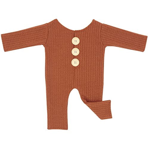 Guenzy Prop Baby Long Photography Sleeve Button Infant Romper Jammies Footless Knitted Baby Care Toddler Girl Romper Brown #TOP1