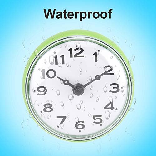 Keenso Suction Cup Wall Clock for Bathroom Shower Mirror ABS Plastic Bath Clock with Strong Suction Green Blue Red Options 7x4cm