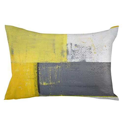Kissenbezug Abstraktes Geometrisches Gelb-Grau-Weiß Dekokissenbezug Doppelseitige,Moderne Kissenhülle Für Bett Büro Kopfkissen 40X60Cm Kissenbezug Abstraktes Geometrisches Gelb-Grau-Weiß Dekokissenbezug Doppelseitige,Moderne Kissenhülle Für Bett Büro Kopfkissen 40X60Cm