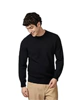 Ben Sherman Men's Textured Front Crew, Black, L