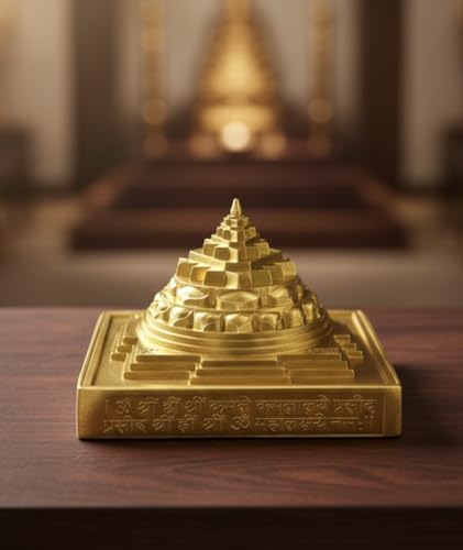 Image of RUDRADIVINE Ashtadhatu Maha Meru Shri Yantra | 3D Shree Chakra Yantra for Wealth, Prosperity & Vastu | Size(4.5 inches By 4.5 inches)