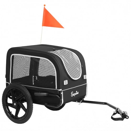 Remorque de vélo pour Chiens de Petite et Moyenne Taille, 23 kg, Pliable, avec Roues à dégagement Rapide, Facile à Transporter pour Le vélo et Les Excursions en Plein air (Noir)