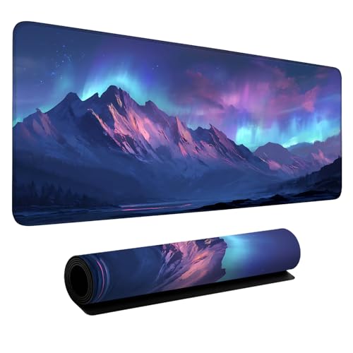 Aurora (オーロラ) ゲーミングマウスパッド 35.4インチx15.7インチ Lサイズ 拡張パッド デスクマット 滑り止めゴムベース 丈夫なステッチエッジ ゲーマー向け 滑らかなマウスパッド 筆記面 デスク/オフィス/自宅用