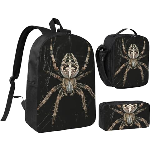 Sac à dos d'école imprimé araignée ensemble trois pièces cartable lunch bag trousse