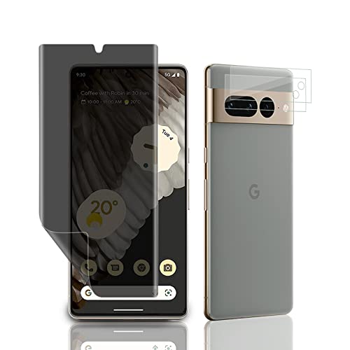 AiMok [3 Piezas Protectores de Pantalla Privacidad Compatible con Google Pixel 7 Pro, Protectores de Pantalla TPU Flexible+Protectores de Lentes de Cámara de Vidrio Templado【Antiarañazos】【Anti Espía】
