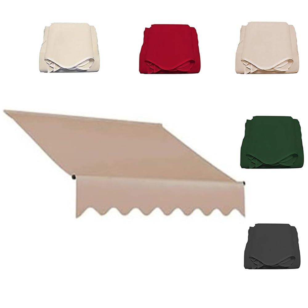 Wodoodporna, ręcznie wysuwana markiza na patio, tkanina, na zewnątrz, do ogrodu, na taras i balkon, khaki, 2 x 1,5 m, zapasowa tkanina