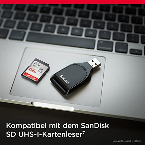 SanDisk Ultra SDXC UHS-I Speicherkarte 64 GB (Für Kompaktkameras der Einstiegs- und Mittelklasse, Full HD-Videos, U1, C10,V10, bis 140 MB/s Lesegeschwindigkeit, 10 Jahre Garantie)