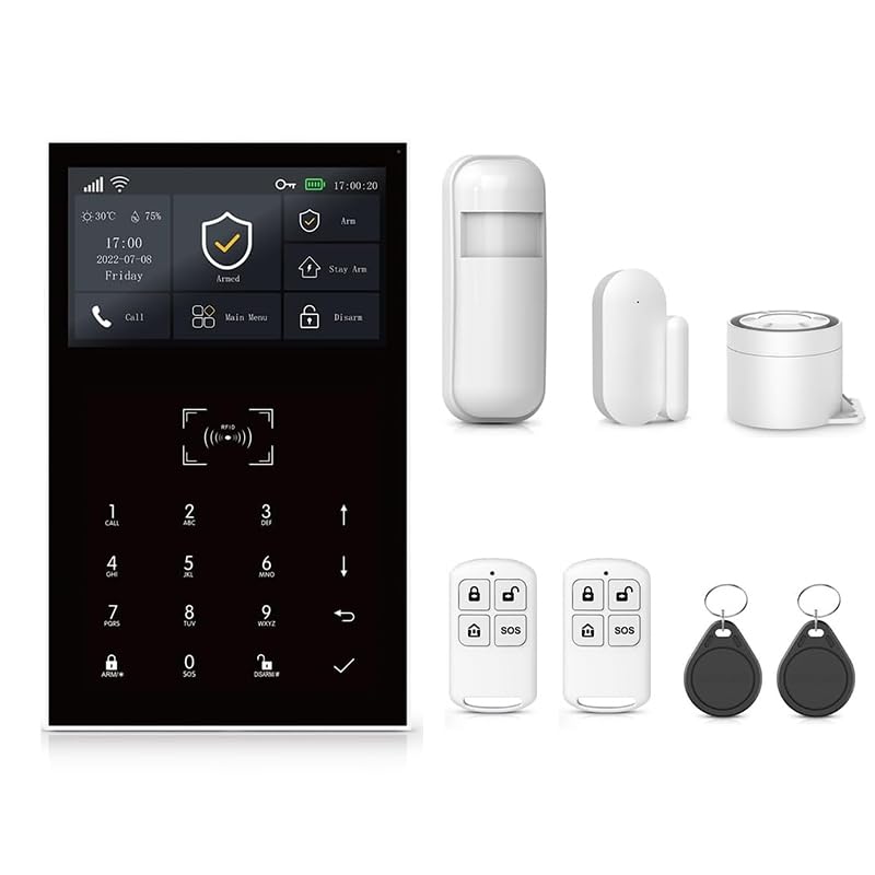 Sistema de alarma de seguridad inalámbrico WiFi GSM 4G Alexa y Google compatible con sirena PIR Sensor de movimiento mandos a distancia Sensor de ventana/puerta TUYA APP Control Sistema de alarma