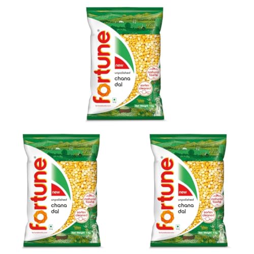 Image of Fortune Chana dal, 1 kg, Unpolished and Sortex cleaned (Pack of 3)