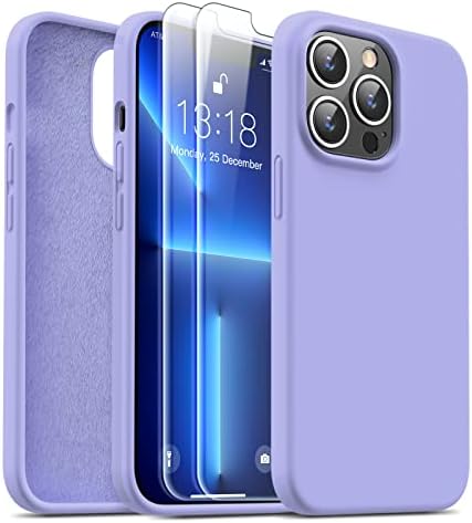 JASBON Designed for iPhone 13 Pro Case with 2 Pack Screen Protector, Liquid Silicone Ultra Slim Shockproof Protective Phone Case with [Soft Anti-Scratch Microfiber Lining], 6.1 inch, Sierra Blue