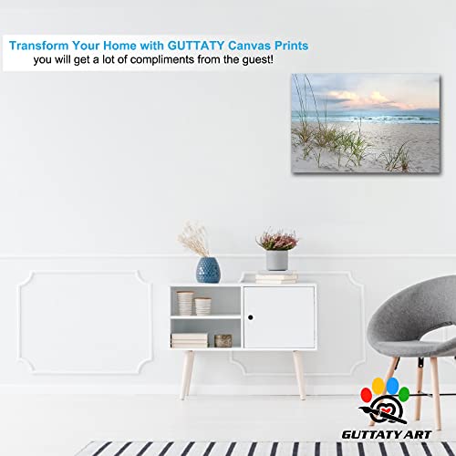 Guttaty Beach Canvas Wall Art, Ocean Pictures Coastal Art Painting For Living Room Wall Decoration, Sea Poster Seascape Wall Decor Framed Canvas Print For Room Home Office Decor (12X18 Inches) #TOP3
