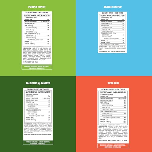 Image of BRB Rice Popped Chips - 4 Flavours | Not Fried. Not Baked | High Protein | 50% Less Oil, No Palm Oil, Healthy Snack | 4 x (48g /54g) Combo Pack (weight may vary) (Pack of 3)