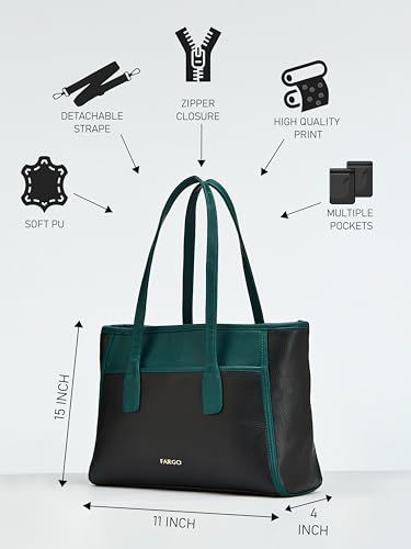Image of Fargo Urbane Ivory Tote Bag for Women | Large Vegan Leather Handbag with 16-Inch Laptop Compartment, RFID Pockets, Zip Closure | Stylish Office, Travel Tote | Made in India
