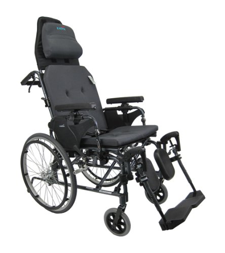 Karman MVP502-20 Ergonomic V-Seat Reclining Wheelchair, Diamond Black, 22 Inches Rear Wheels and 20 Inches Seat Width