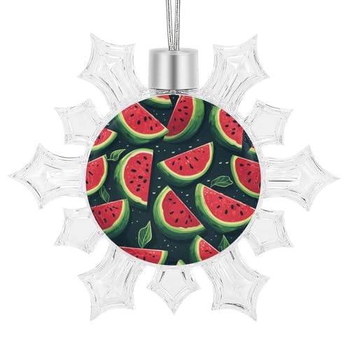 Pendentif flocon de neige incassable pastèque rouge pour décorer un sapin sans risque - 2