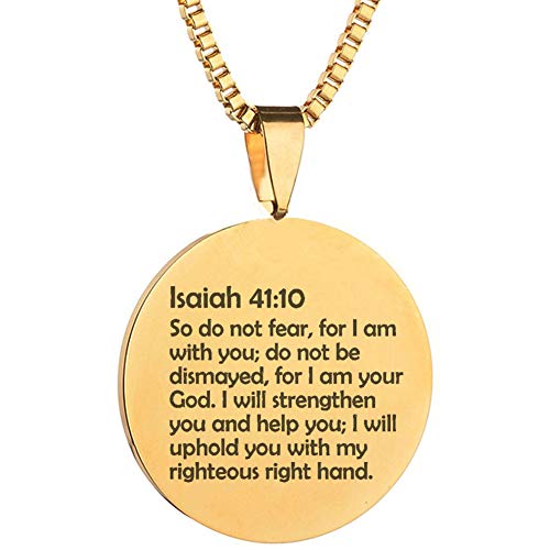 Bible Verse Isaiah 41:10 Stainless Steel Religious Christian Wedding Pendant Necklace Band