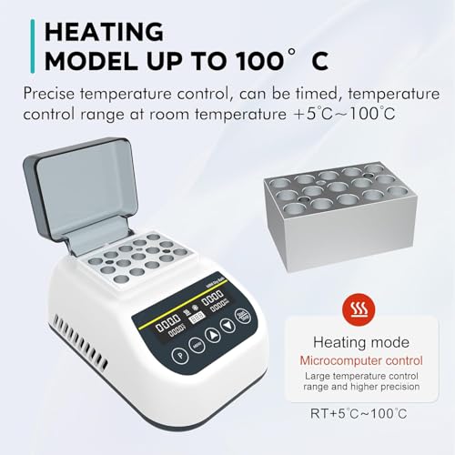 Incubadora digital termostática de baño seco, temporizador programable con bloque de calefacción de 35 x 2 ml para un calentamiento preciso de muestras