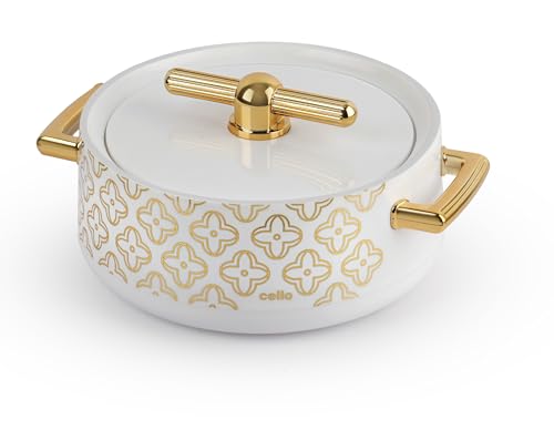 Image of CELLO Jewel NX Insulated Serving Casserole Hot Pot Case for Daily Use 1500 ml, White | Double Wall Insulated Hot & Warm Airtight Roti Chapati Rice Biryani Hot Pot Casserole Box for Kitchen & Gifting