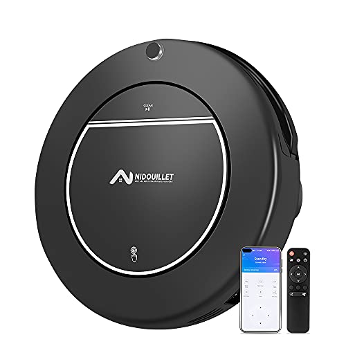 Nidouillet Electric Smart Robot Vacuum and Mop Combo,Automatic Robotic Wet Vacuum Cleaner,Mopping & Vacuum Combo Robot,Self-Charging,Multiple Cleaning Modes Ideal for Pet Hair,Hard Floor,Carpet AB224