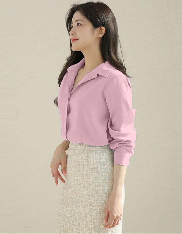 Image of Women's Regular Fit Korean Style Shirts | Stylish Western Shirt with Concealed Placket | Casual & Office Wear Shirt for Women