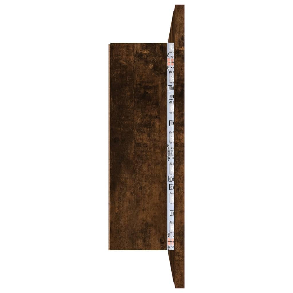 vidaXL Mobile a Specchio LED Rovere Fumo 60x12x45 cm Legno Multistrato, Mobile da Bagno a Specchio, Mobile con LED, armadietto a Muro con LED