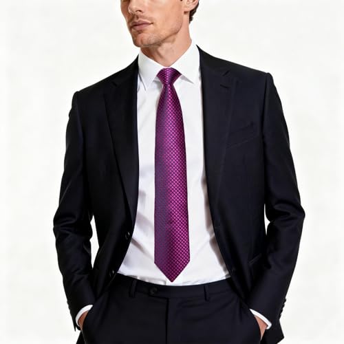 Image of DiBanGu Striped Tie Set for Men Silk Woven Plaid Necktie and Pocket Square Cufflinks Business Wedding