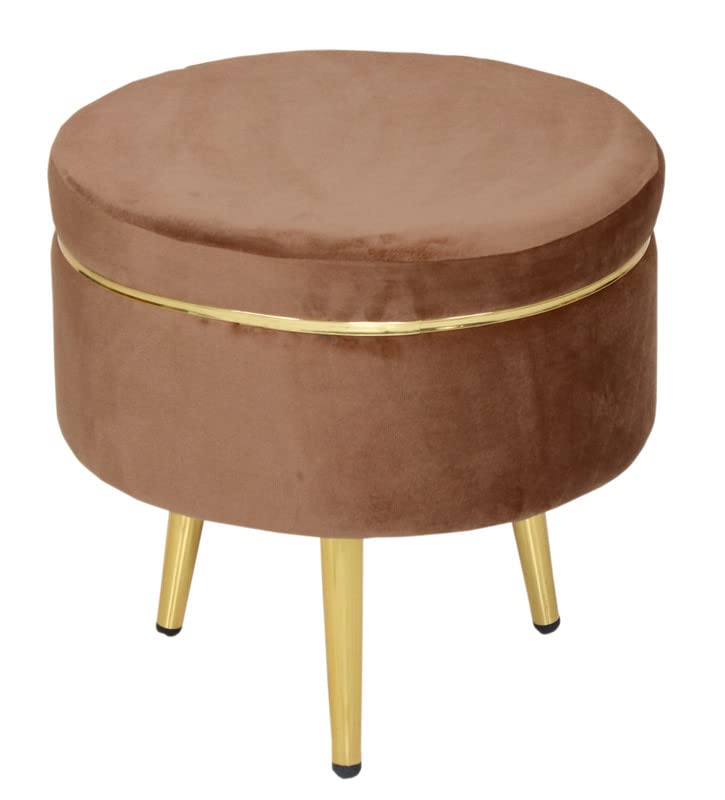 Image of Ottoman Stool for Living Room, Velvet Foot Rest Puffy for Sofa, Foot Stool for Sitting, Modern Puffy for Bedroom, Metal Legs Ottoman for Home Decor, 17 inch Height (Stool-Mouse)