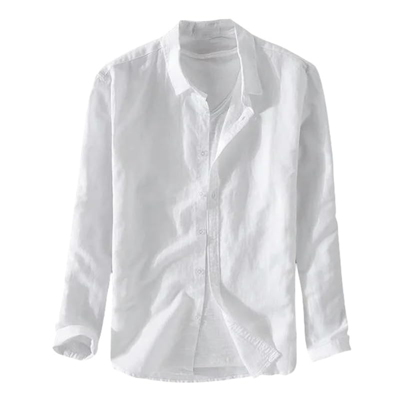 Camicia da uomo in cotone tinta unita a maniche lunghe con colletto quadrato blu cielo
