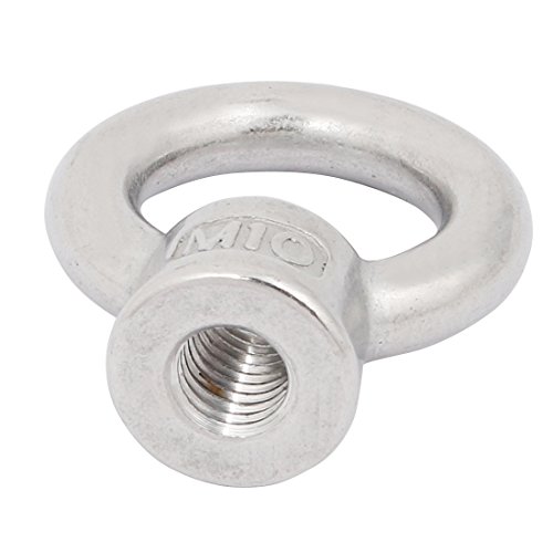 Image of uxcell Lifting Eye Nut M10 Female Thread 47.6mm Height 304 Stainless Steel Round Shape for Rope Fitting Pack of 2