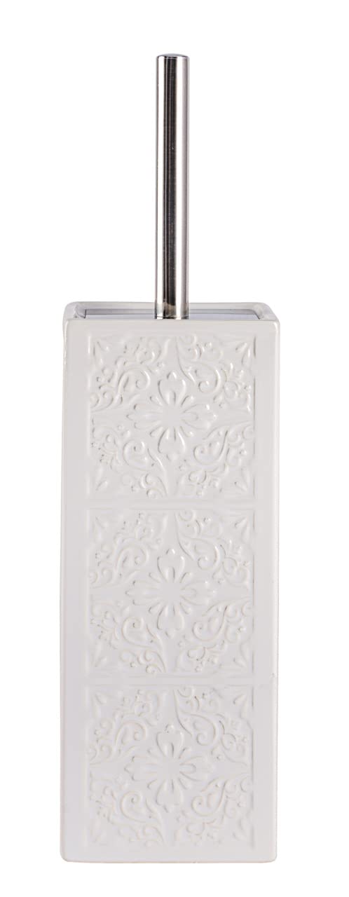 WENKO Portascopino WC Cordoba bianco ceramica, Ceramica, 9.5 x 35 x 9.5 cm, Bianco