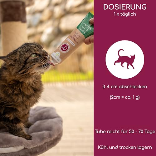 Malzpaste Katzen – Anti Hairball Katze, Natürlicher und schmackhafter Katzensnack aus Malz bei Haarballenbildung