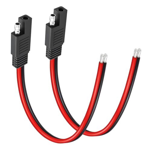 Zpana 2PCS Car Extension Cables, 12AWG SAE Vehicle Connector Power Extension Cord for Solar Panel and Trolling Motor, Automotive Quick Disconnect Wire Harness Plug, Universal for Most Vehicles