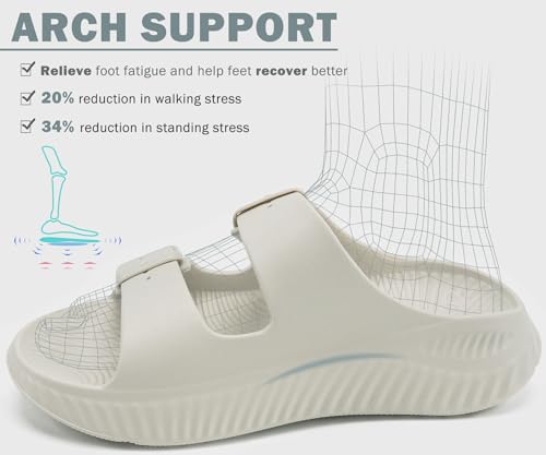 Image of KuaiLu Womens Recovery Sandals With Comfortable Plantar Fasciitis Arch Support, Orthotic Adjustable Thick Cushion Sport Slides Reduces Stress on Feet, Joints & Back Post-Exercise