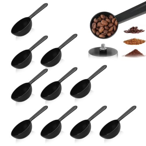CULEO Ensembles de cuillères doseuses,10 cuillères à mesurer en plastique noires pour grains de café de 7 g