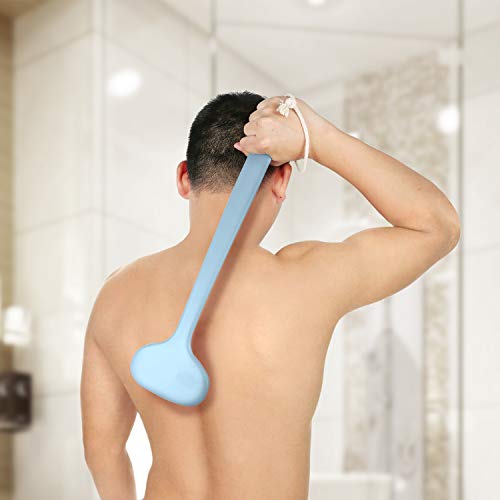 Body Bath Brush with Soft Bristles,Wet Brushing Back Scrubber for Shower with 17.5 inches Long Handle,Gentle Promote Healthy Glowing Skin and Beauty(Blue)