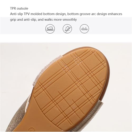 Womens Wedge Roman Shoes, Comfortable Summer Slip on Boho Open Toe Wedge Sandal Summer, Elegant Platform Non-slip Slides, for Walk, Travel, Shopping, Party, Office, Work, Beach, Work4