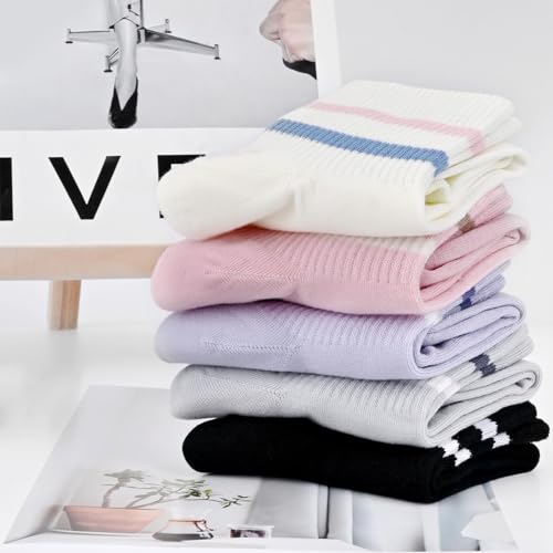 6 Pairs Fashion Striped Crew Socks for Women, Cute Retro Mini Casual Cotton Ankle Socks for All Season4