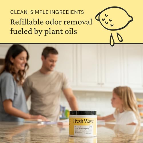 Image of Fresh Wave Lemon Odor Removing Gel, 15 oz., Pack of 4 - Safer Odor Absorbers for Home, Natural Plant-Based Odor Eliminator, Every 15 oz. lasts 30-60 Days, For Cooking, Trash & Pets