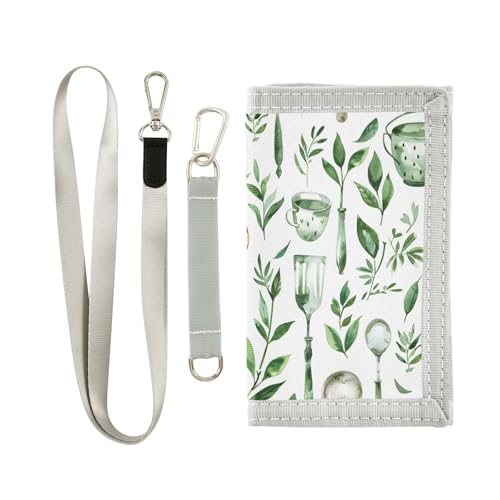 ALAZA Kids Wallets for Boys Girls Toddler Trifold Wallet Children Small Green Kitchen Utensils with Zipper Coin Pocket