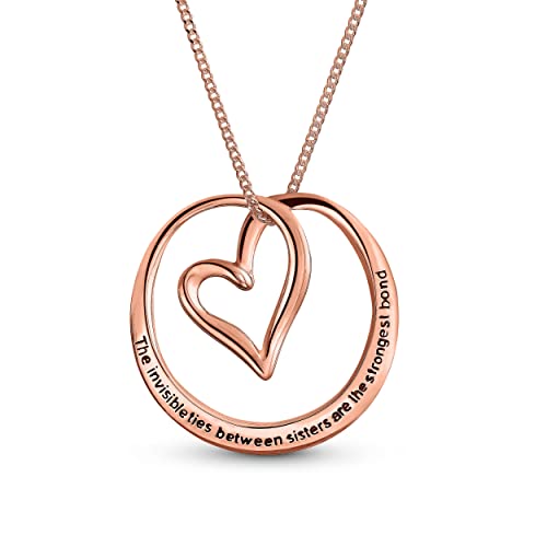 Mantra Inspirant Infini Cercle Éternel BFF Mots Citation Dicton Cercle Cœur Lien Sœur Collier Pendentif Pour Femmes Adolescents Plaqué Or Rose Argent...