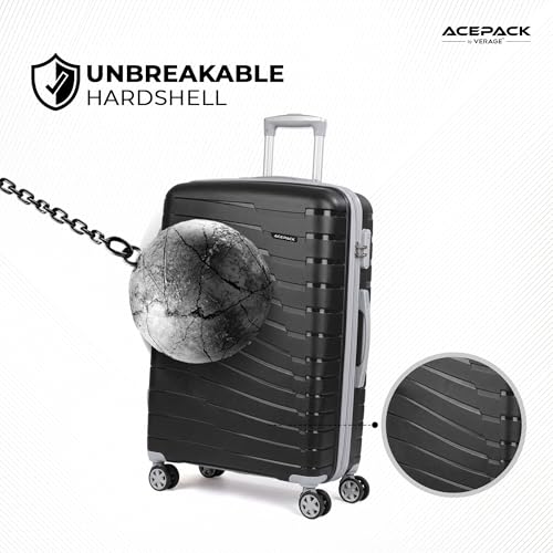 Image of ACEPACK - STARLINK Set Of 3 Pieces (Small + Medium + Large) Trolley Bag, Lightweight Luggage Suitcase With Spinner 8 Wheel, Unbreakable Polypropylene Hard Shell, In-Built Number Lock, 3 Years Warranty
