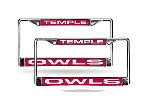 Temple University Owls Chrome Metal Laser Cut License Plate Frame - Set of 2 Frames