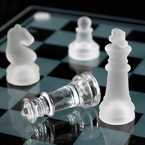 Set de Ajedrez de Vidrio 10"x10" Piezas Transparente y Esmerilado miniatura 5