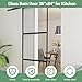 36in x 84in Glass Barn Door, 6-Lite Lightweight Sliding Barn Door with 6FT Hardware Included and Soft Close Mechanism, Black Aluminum Alloy Frame, Clear Tempered Glass Sliding Door