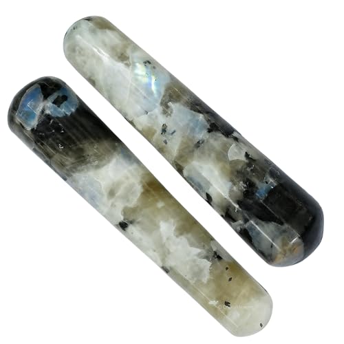 Image of Rainbow Moonstone Crystal Wand - Smooth Crystal Wand for Energy Healing, Chakra Balancing, Meditation and Home Decor - Crystals and Healing Stones for Gift