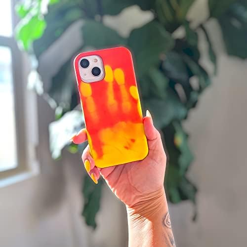 Color Changing iPhone 13 Case - Thermal Heat Sensor Case Creative Heat Temperature Sensing Cover for iPhone Case Thin Anti-Scratch Protective Case for iPhone - Orange/Yellow
