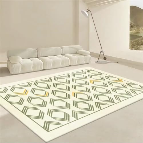 Tapis de sol gris géométrique 60x90cm à motif carreaux chic