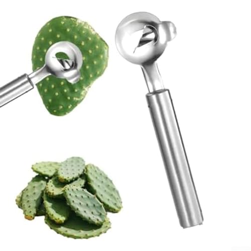 Cuchara peladora multifunción de acero inoxidable con removedor de espinas, mango ergonómico antideslizante, hoja acanalada para pelar verduras eficientemente (A)