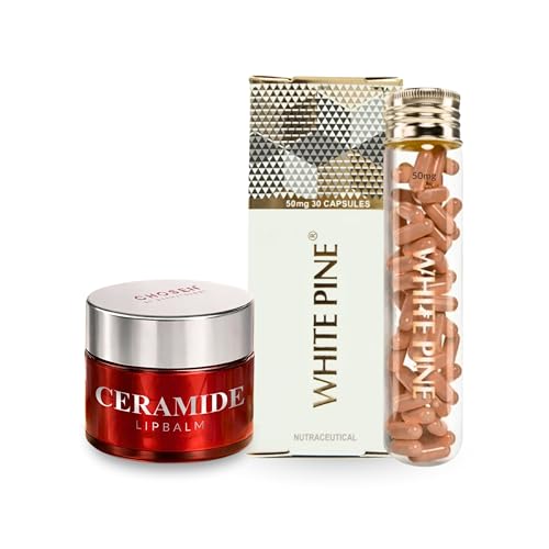 chosen® inside-out repair bundle | ceramide lip balm 8g + white pine® pycnogenol® | heals dry lips, fights ageing & pigmentation | 99% natural + clinically studied