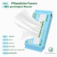 Spülbare Feuchttücher Reisegröße – Mini, Plastikfrei & Unparfümiert, Feuchtes Toilettenpapier für unterwegs mit 99% Wasser, Hypoallergen für Empfindliche Haut, Taschenformat, 24 Stück (144 Packungen) – Ansicht 3